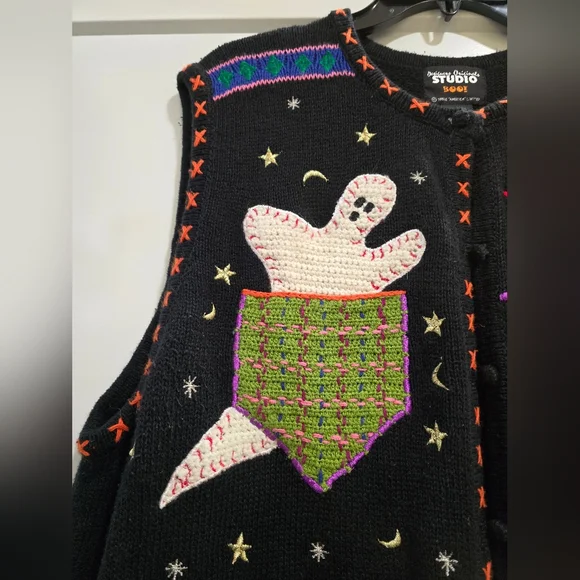 Colorful Halloween Themed Vest, Size 2X - Picture 3 of 6